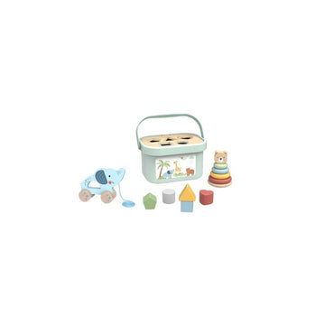 3in1 Toy Box - Sorting Blocks, Stackable Pyramid and Elephant On Wheels — 5
