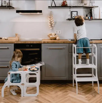 Ette Tete STEP’n’SIT® omvormbare 2-in-1 leertoren en tafel – Wit – productbeeld 11 — 11