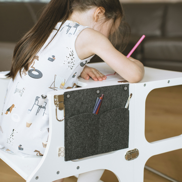 Ette Tete STEP’n’SIT® omvormbare 2-in-1 leertoren en tafel – Wit met steunpoten – productbeeld 4 — 4