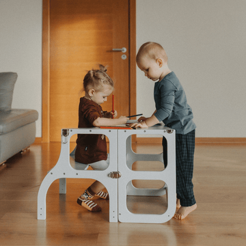 Ette Tete STEP’n’SIT® omvormbare 2-in-1 leertoren en tafel – Wit – productbeeld 4 — 4