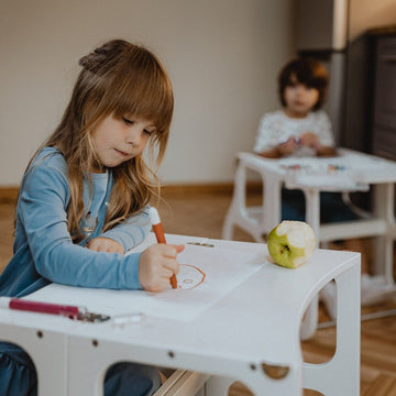 Ette Tete STEP’n’SIT® omvormbare 2-in-1 leertoren en tafel – Wit – productbeeld 10 — 10