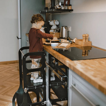 Ette Tete STEP’n’SIT® omvormbare 2-in-1 leertoren en tafel – Zwart – productbeeld 5 — 5