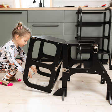 Ette Tete STEP’n’SIT® omvormbare 2-in-1 leertoren en tafel – Zwart – productbeeld 2 — 2