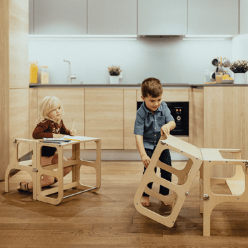 Ette Tete STEP’n’SIT® omvormbare 2-in-1 leertoren en tafel – Naturel hout – productbeeld 7 — 7