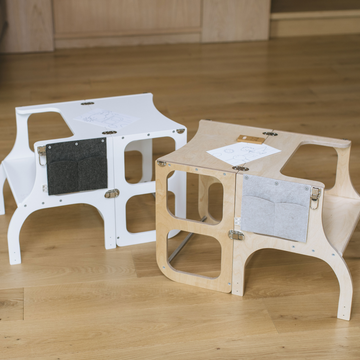 Ette Tete STEP’n’SIT® omvormbare 2-in-1 leertoren en tafel – Naturel hout – productbeeld 8 — 8