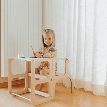 Ette Tete STEP’n’SIT® omvormbare 2-in-1 leertoren en tafel – Naturel hout – productbeeld 14 — 14
