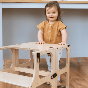 Ette Tete STEP’n’SIT® omvormbare 2-in-1 leertoren en tafel – Naturel hout – productbeeld 15 — 15