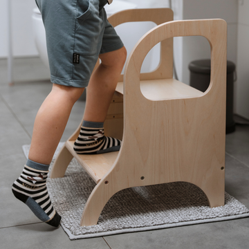 Ette Tete MIIMO® in hoogte verstelbaar opstapje – Naturel hout – productbeeld 2 — 2