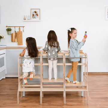 Ette Tete STEP UP in hoogte verstelbare leertoren – Naturel hout – productbeeld 2 — 2
