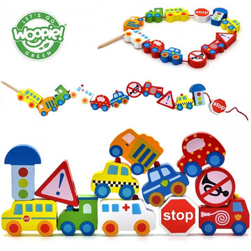 Car Shaped Wooden Threading Blocks  — 10