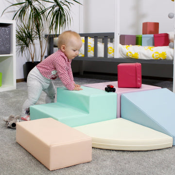 Soft Play 5 Foam Block Set - Light Pastel Corner Climber — 9