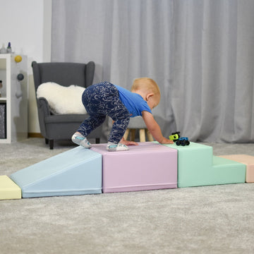 Soft Play 5 Foam Block Set - Light Pastel Corner Climber — 17