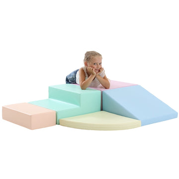 Soft Play 5 Foam Block Set - Light Pastel Corner Climber — 24