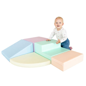 Soft Play 5 Foam Block Set - Light Pastel Corner Climber — 23