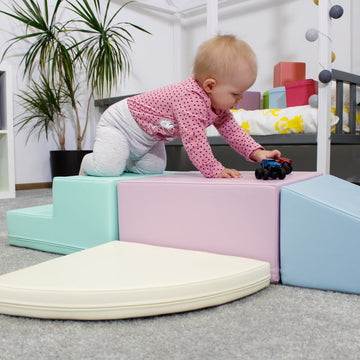 Soft Play 5 Foam Block Set - Light Pastel Corner Climber — 11