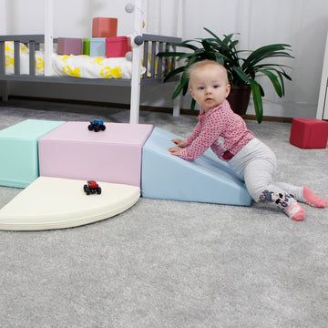 Soft Play 5 Foam Block Set - Light Pastel Corner Climber — 15