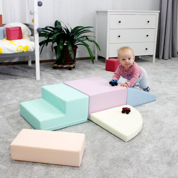 Soft Play 5 Foam Block Set - Light Pastel Corner Climber — 13
