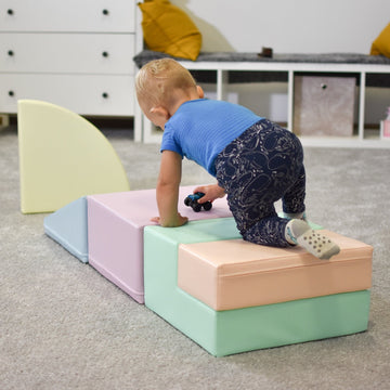 Soft Play 5 Foam Block Set - Light Pastel Corner Climber — 16