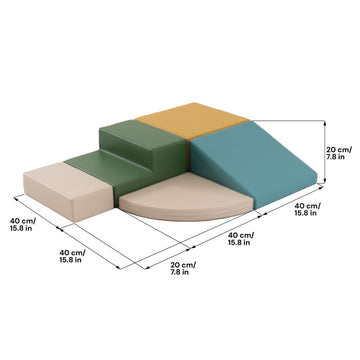Soft Play 5 Foam Block Set - Pastel Turquoise Corner Climber — 5