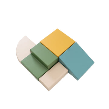 Soft Play 5 Foam Block Set - Pastel Turquoise Corner Climber — 6