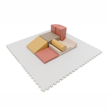 Large Foam Puzzle Mats - Beige / White — 2