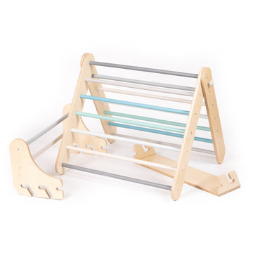 Pikler Triangle Climber with Swedish Wall Add-On (Ages 6m–7y) - Pastel — 8