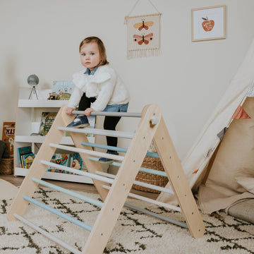 Pikler Triangle Climber with Swedish Wall Add-On (Ages 6m–7y) - Pastel — 6