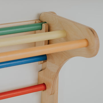 Pikler Triangle Climber with Swedish Wall Add-On (Ages 6m–7y) - Rainbow — 5