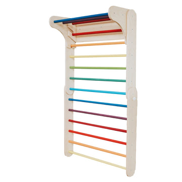 Pikler Triangle Climber with Swedish Wall Add-On (Ages 6m–7y) - Rainbow — 8