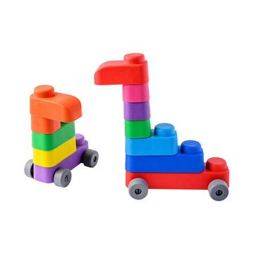 Soft Blocks Set With Wheels - 14 pcs — 8