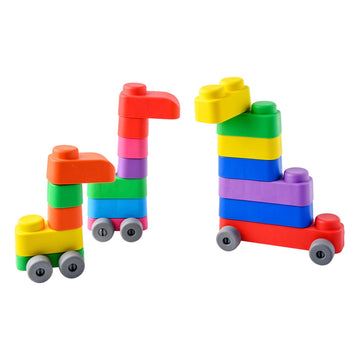 Soft Blocks Set With Wheels - 14 pcs — 9