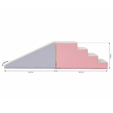 Soft Play Step and Slide Set - Pink & Beige Gray — 5