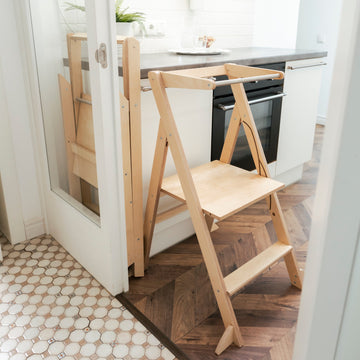 Ette Tete STEP’n’FOLD opvouwbare verstelbare leertoren – Naturel hout – productbeeld 2 — 2