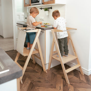 Ette Tete STEP’n’FOLD opvouwbare verstelbare leertoren – Naturel hout – productbeeld 6 — 6