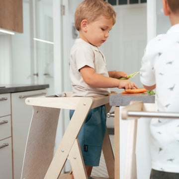 Ette Tete STEP’n’FOLD opvouwbare verstelbare leertoren – Naturel hout – productbeeld 9 — 9