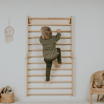 Pikler Triangle Climber with Swedish Wall Add-On (Ages 6m–7y) — 6