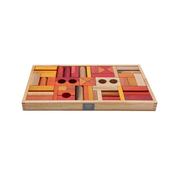 Wooden Blocks in a Box – Warm Colors, 54 Pieces — 2