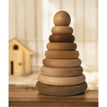 Wooden Round Pyramid - Natural — 2